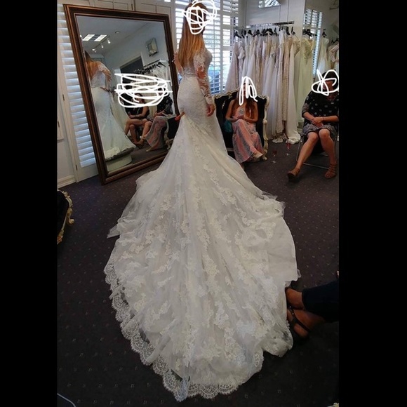 NEW UNWORN UNALTERED PRONOVIAS DRILIA WEDDING DRESS MERMAID LACE - Picture 4 of 13